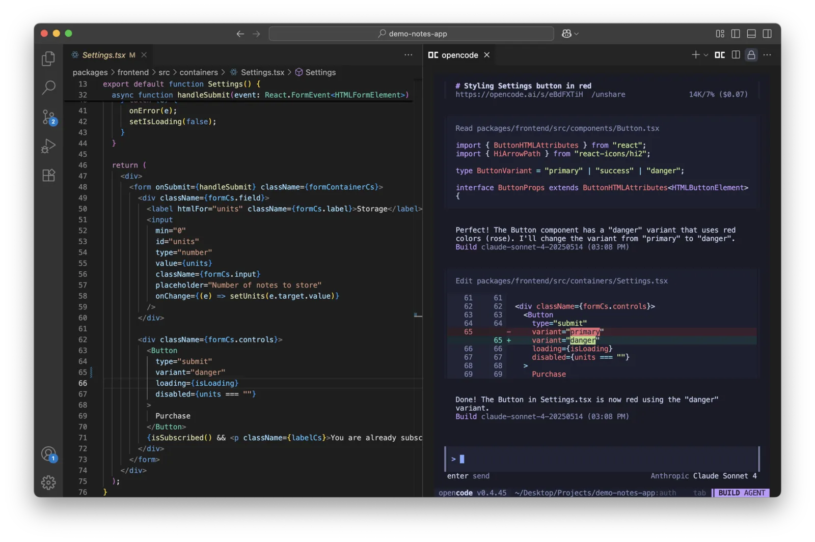 OpenCode 与 VS Code 协作界面