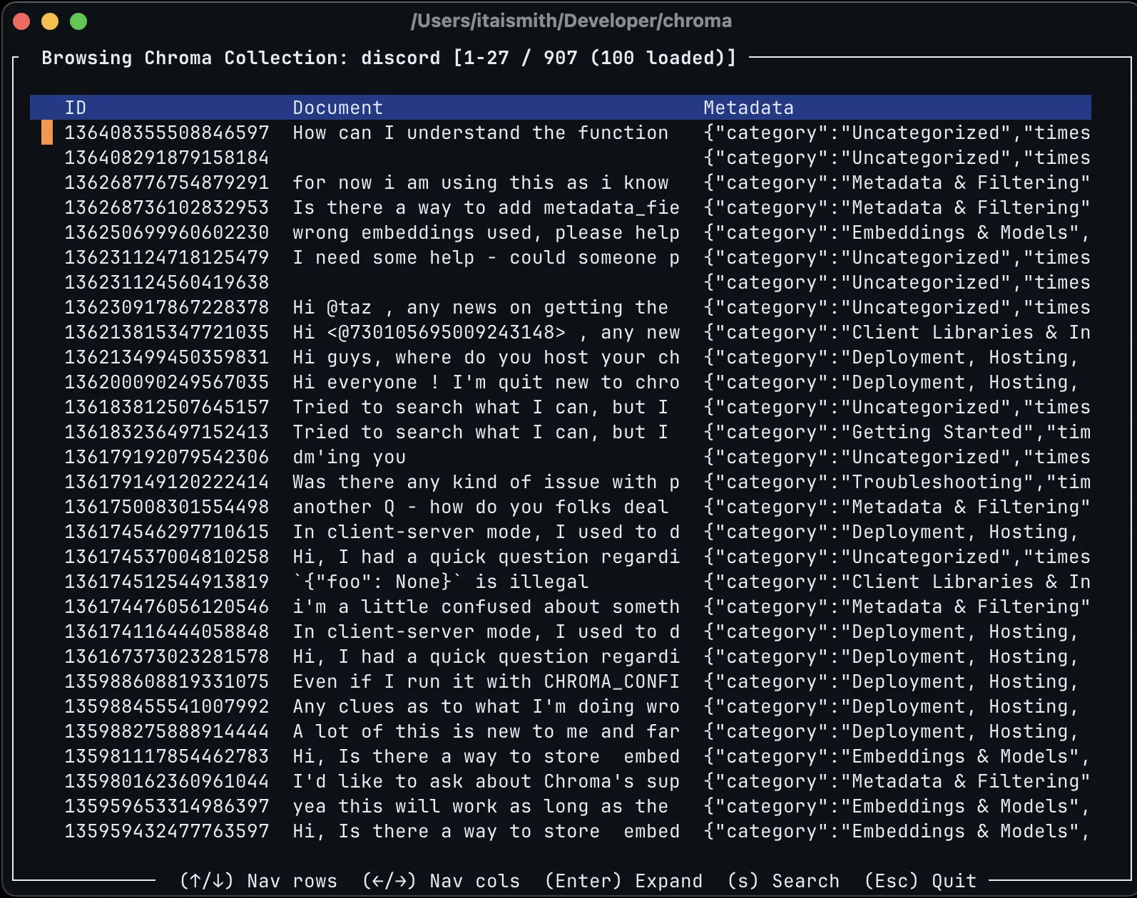 Chroma CLI 集合浏览界面