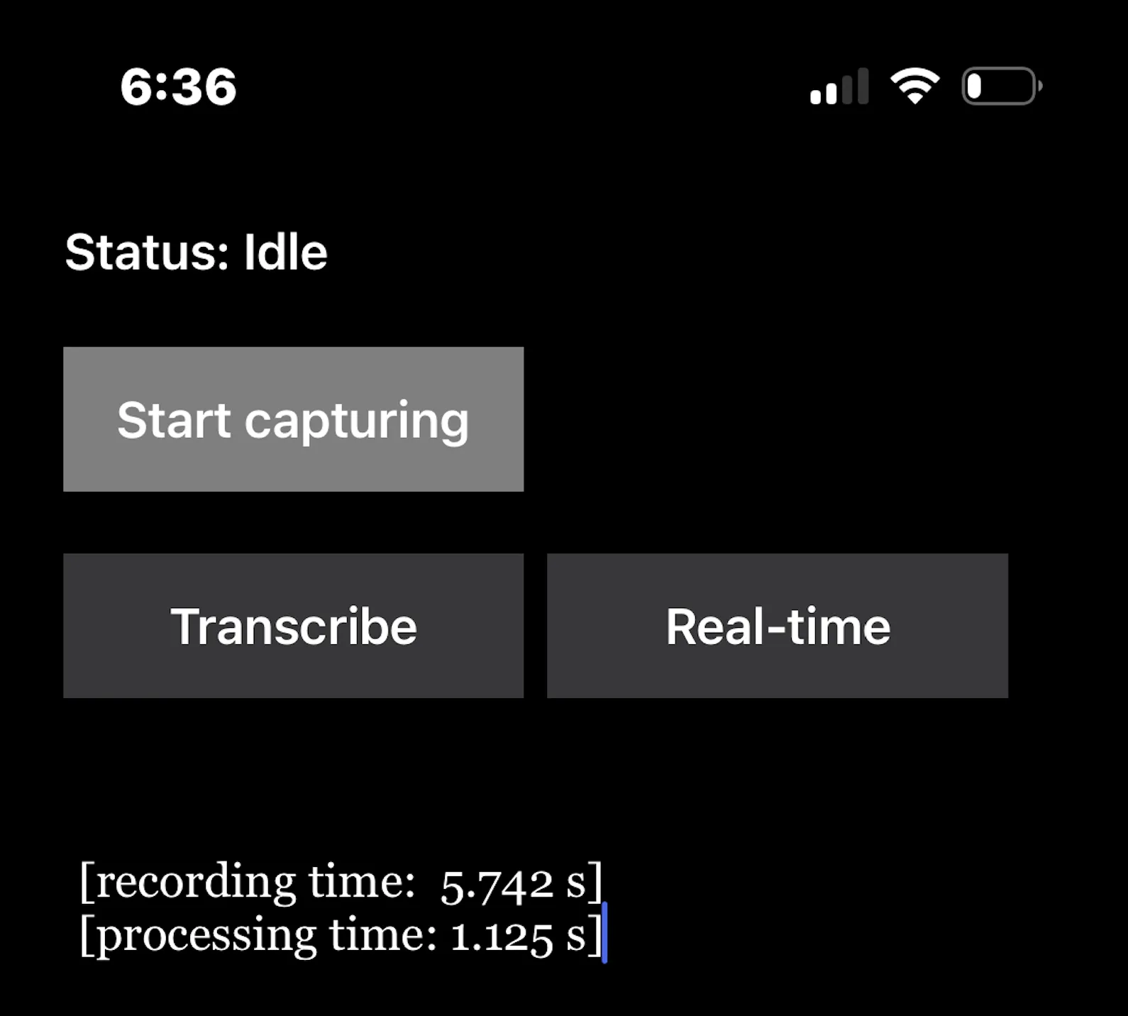 whisper.cpp iPhone 实时转录界面
