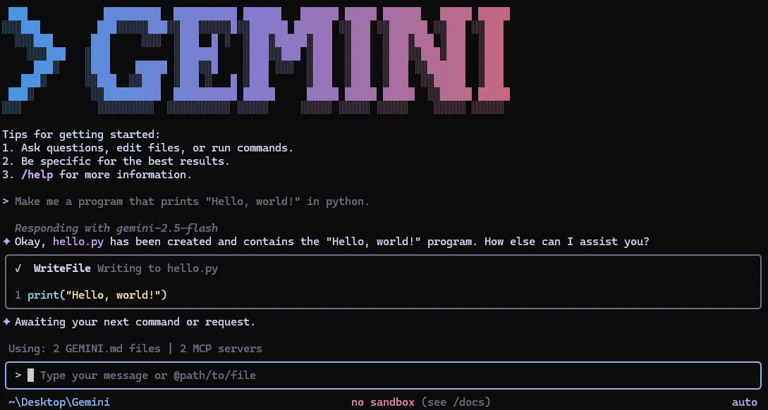 Gemini CLI 主终端界面