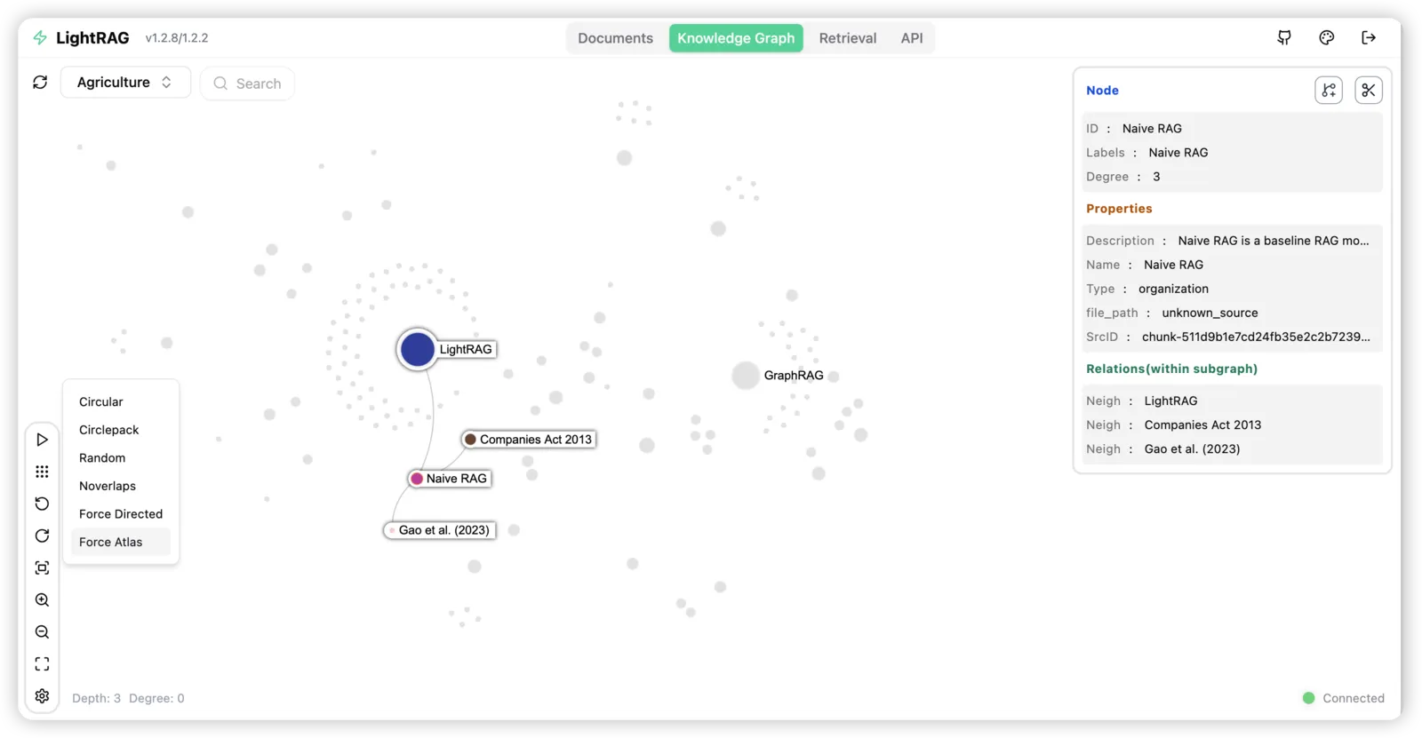 LightRAG 知识图谱探索界面