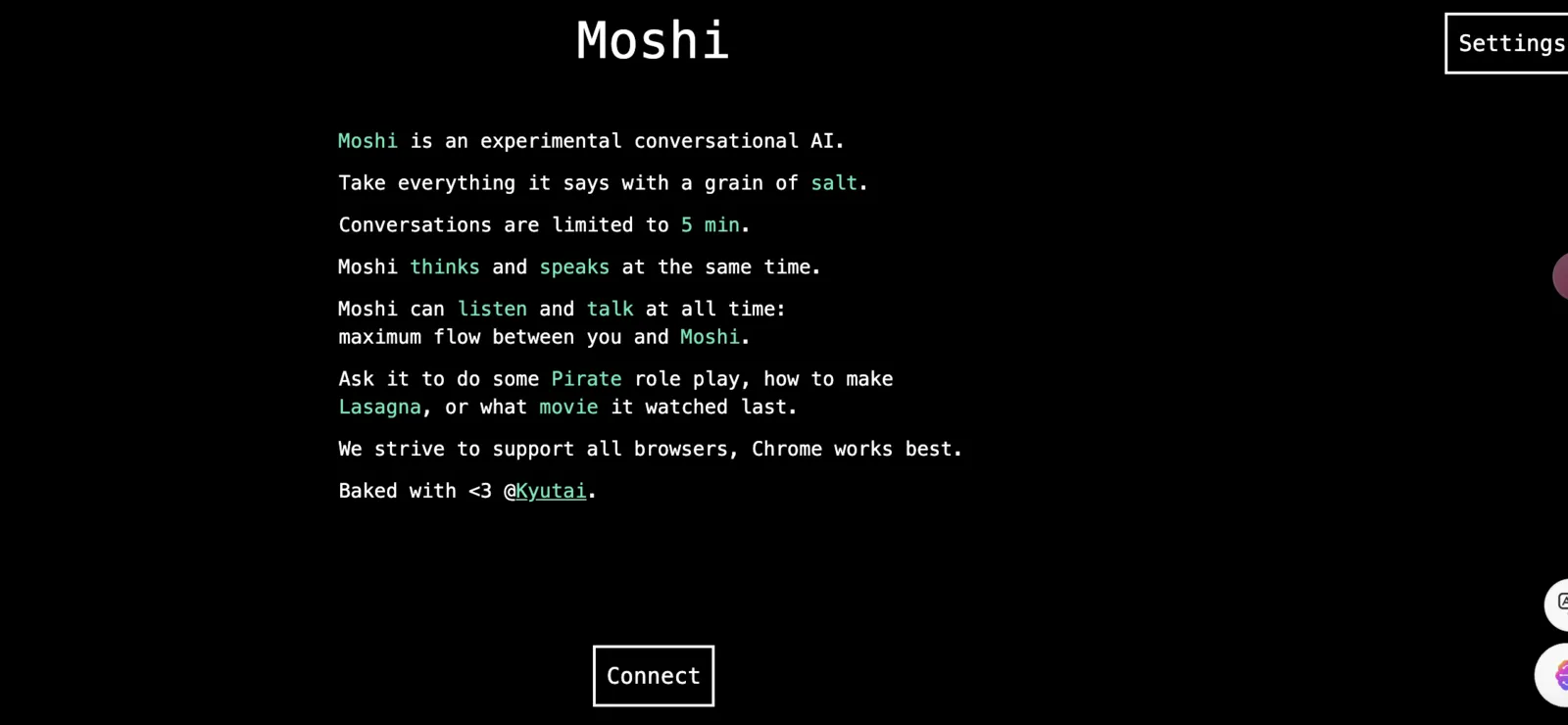 Moshi Web 对话首页