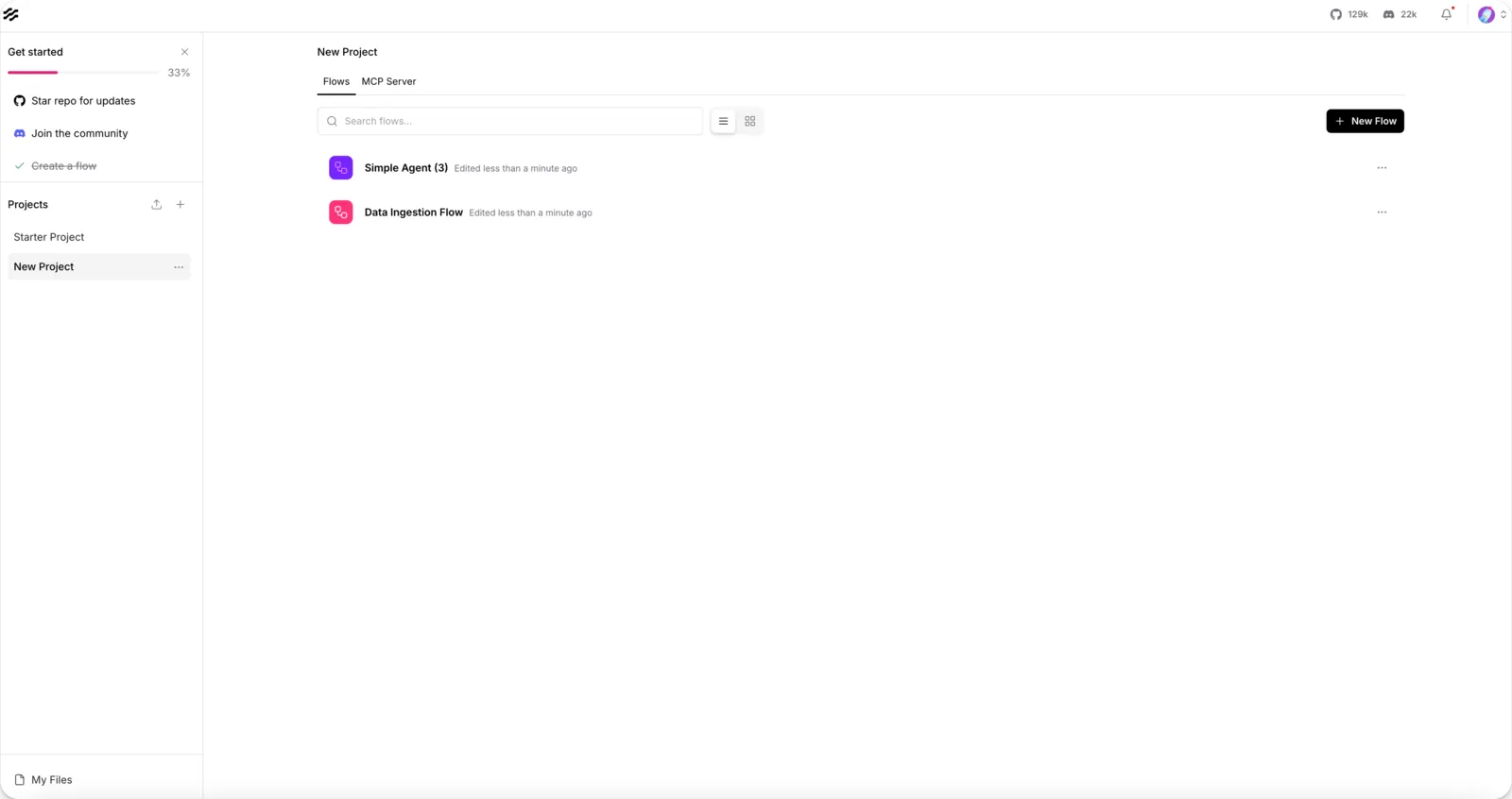 Langflow 项目列表界面