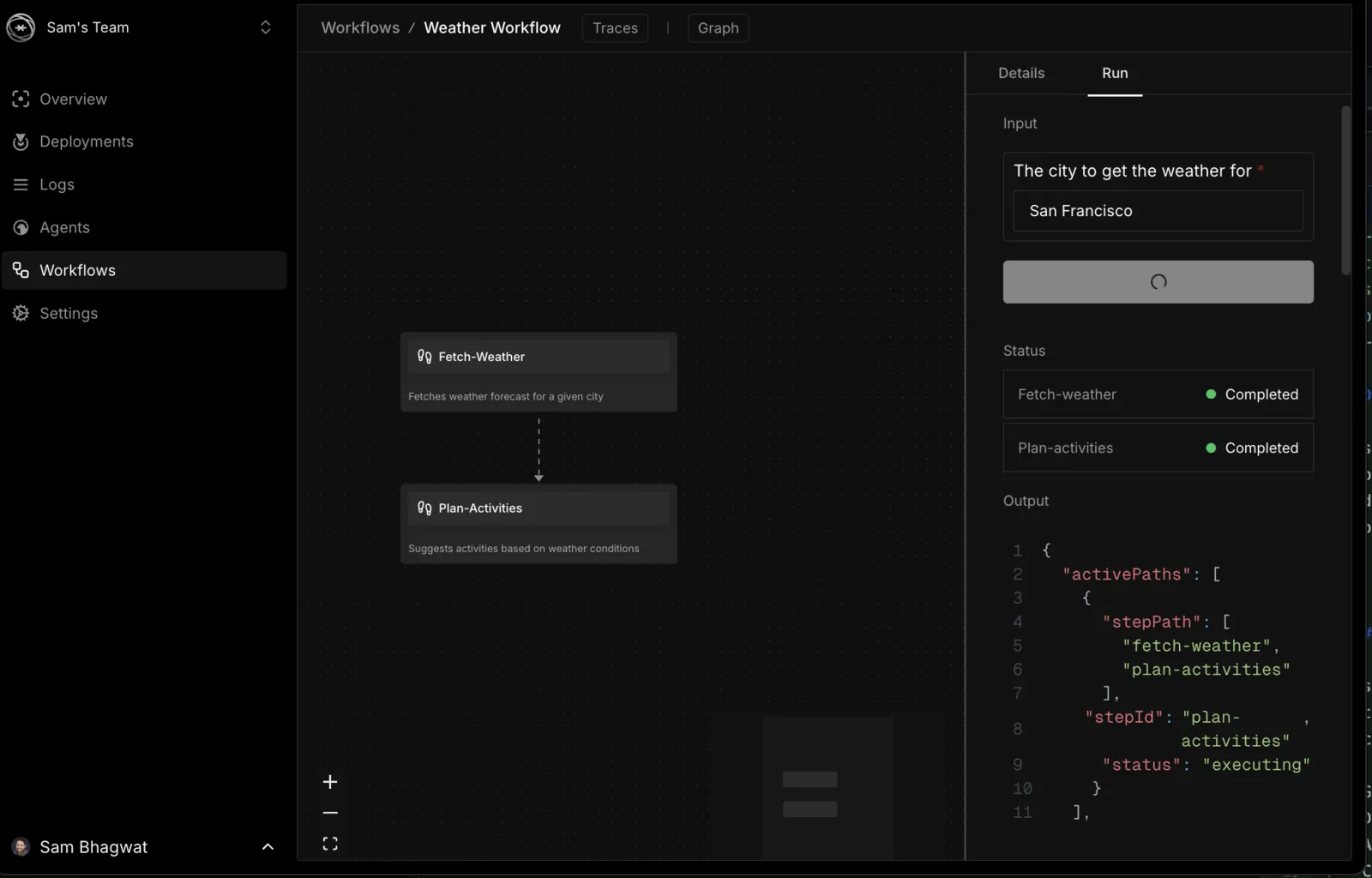 Mastra Cloud Workflow 运行详情