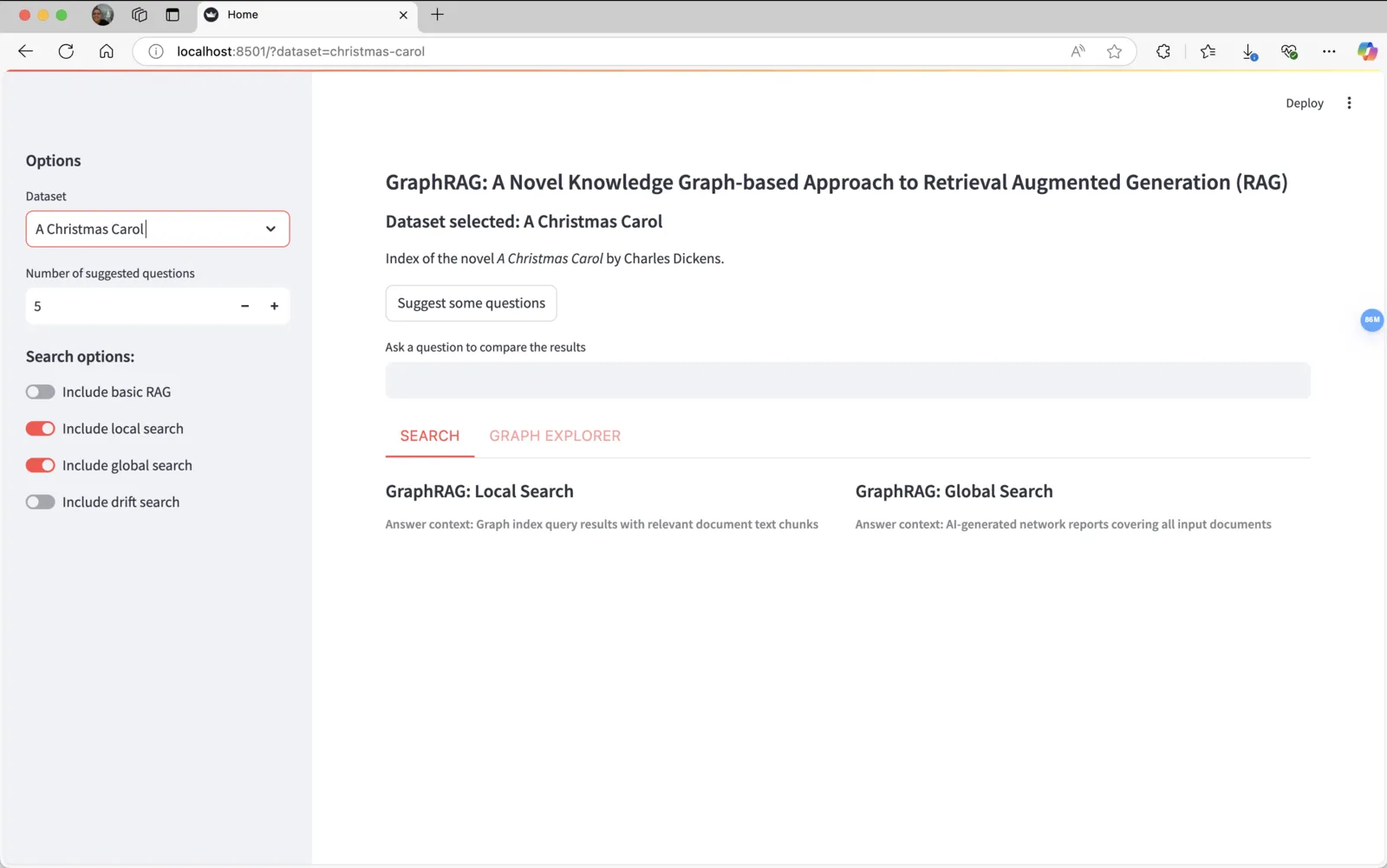 GraphRAG Unified Search 初始页面