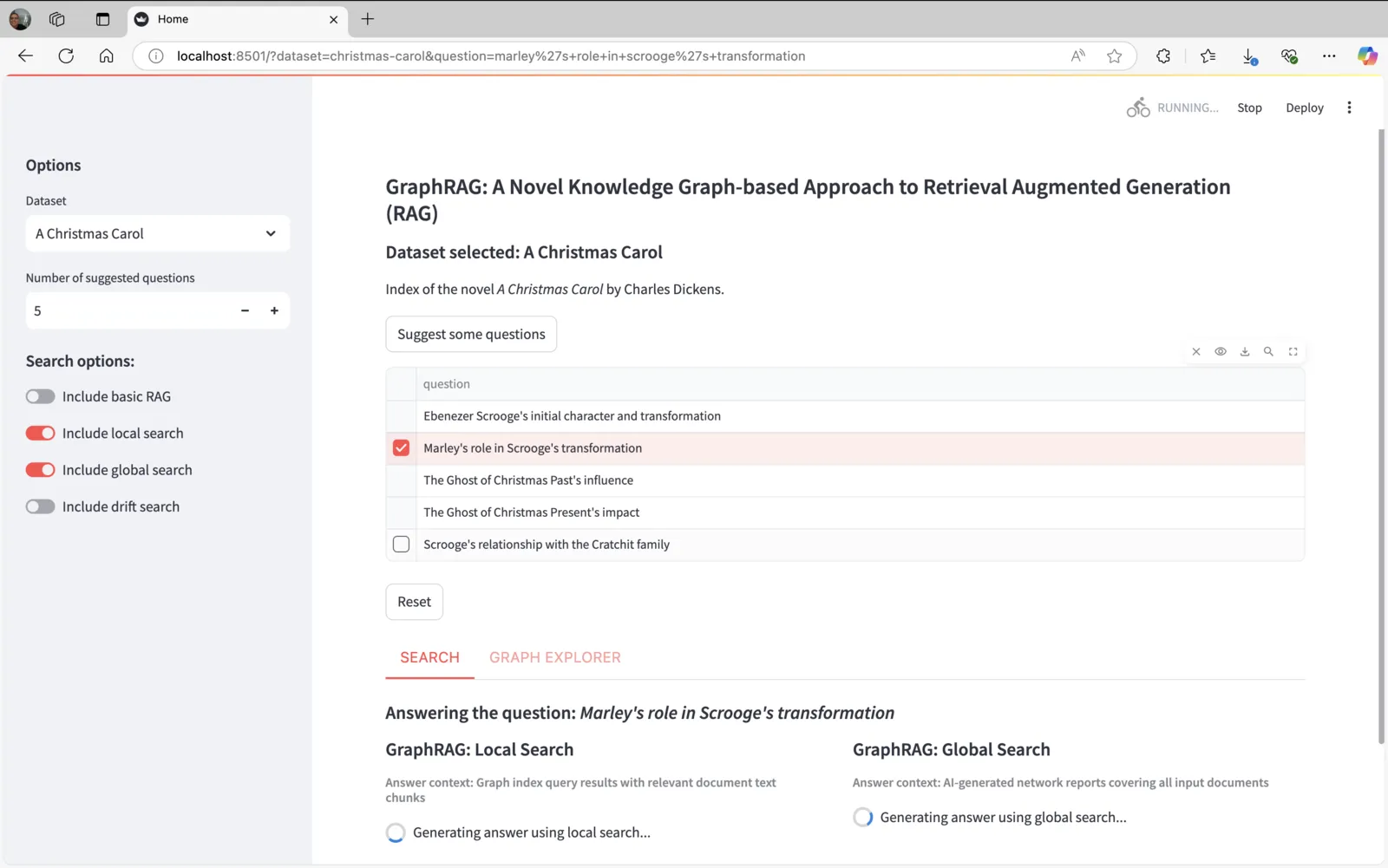 GraphRAG Unified Search 问题查询结果