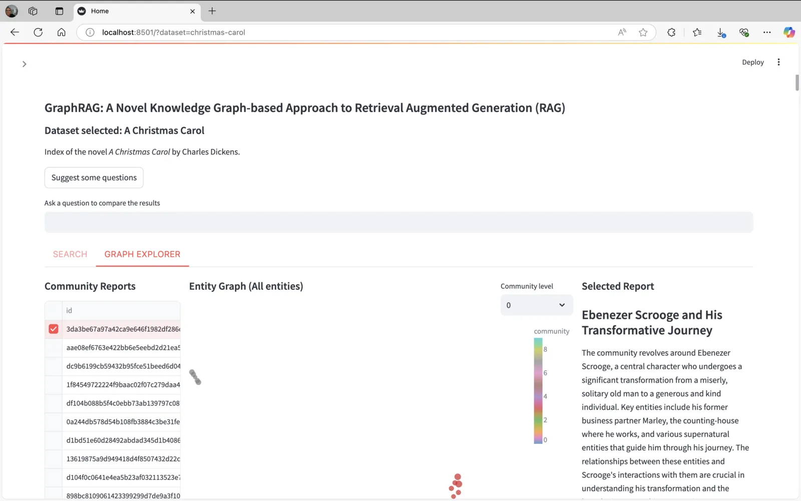 GraphRAG Unified Search 社区探索界面