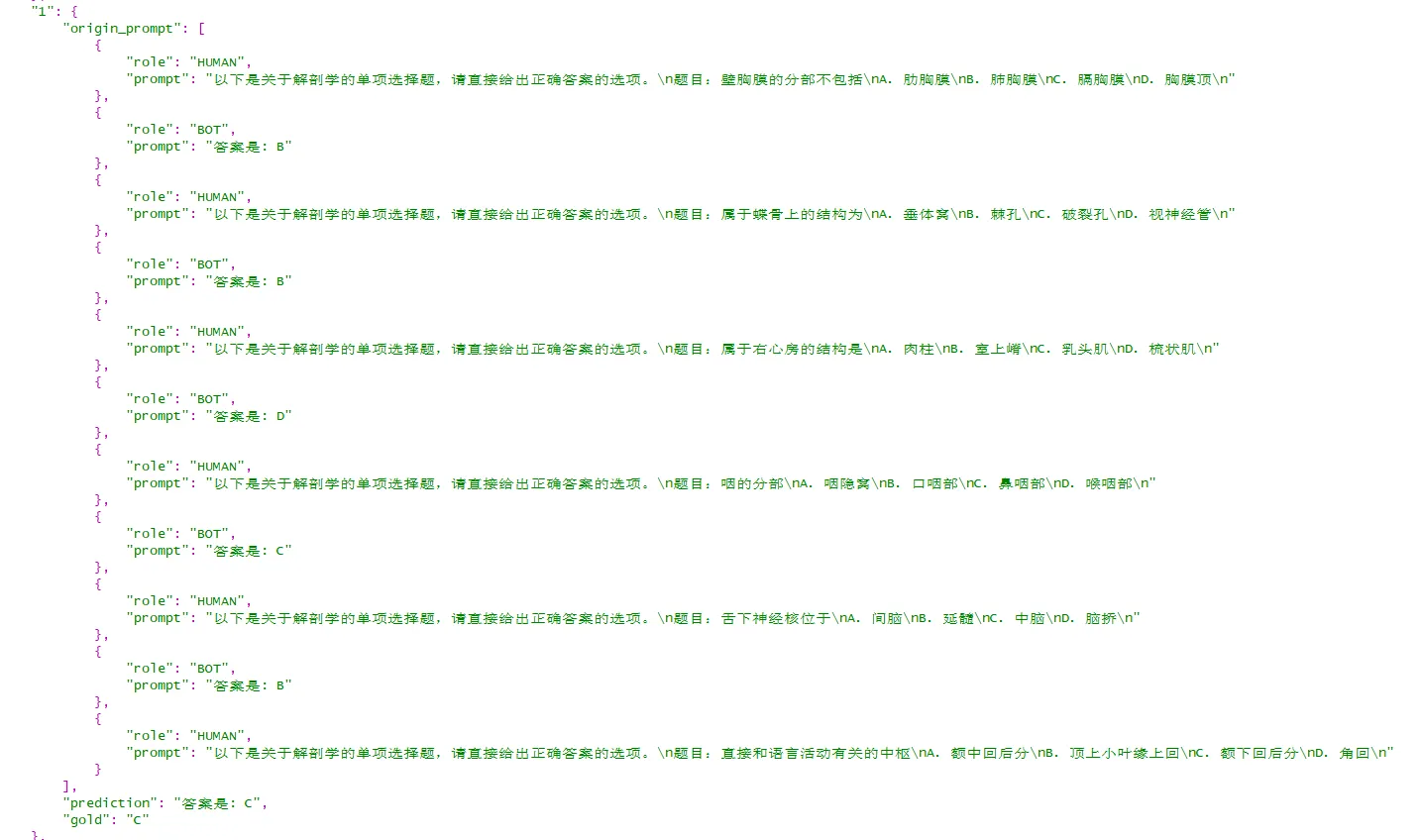 OpenCompass JSON 评测结果