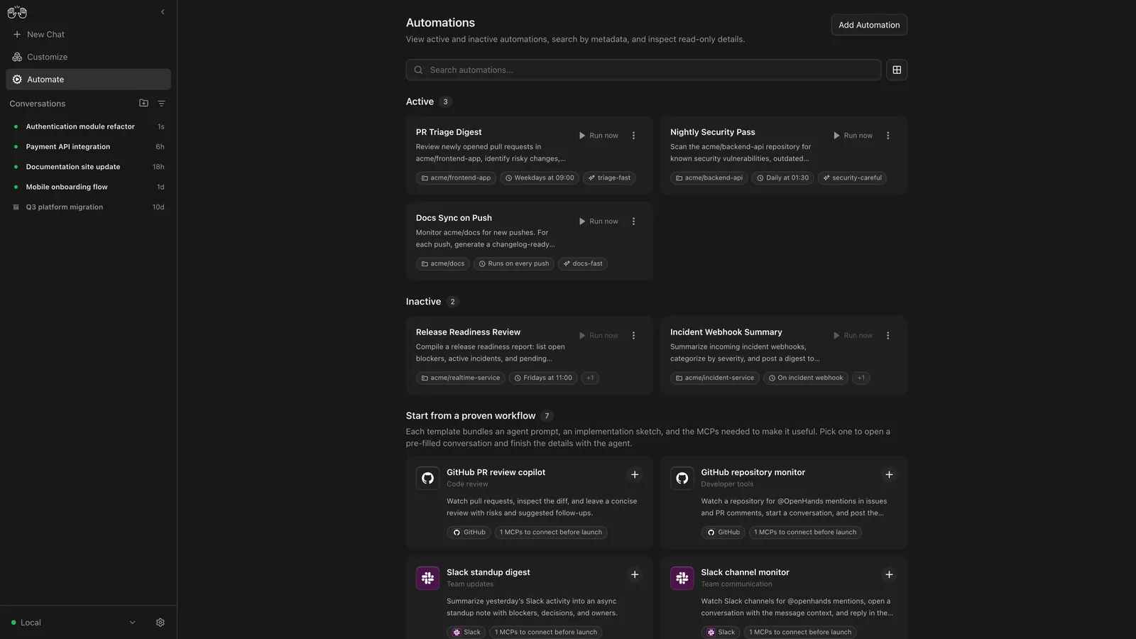 OpenHands Agent Canvas 自动化预览